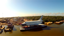 Space Camp Shuttle Replica on Barge